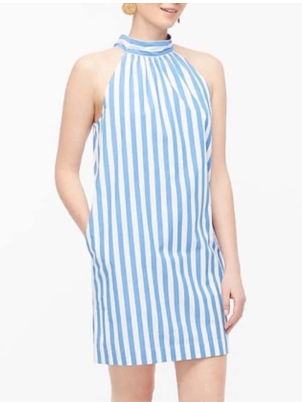 J Crew Striped Blue Halter Shift Dress - Blue size 4